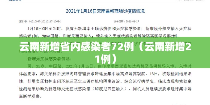 云南新增省内感染者72例(云南新增21例) 云南新增省内感染者72例(云南新增21例)