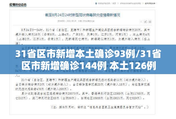 31省区市新增本土确诊93例/31省区市新增确诊144例 本土126例 31省区市新增本土确诊93例/31省区市新增确诊144例 本土126例