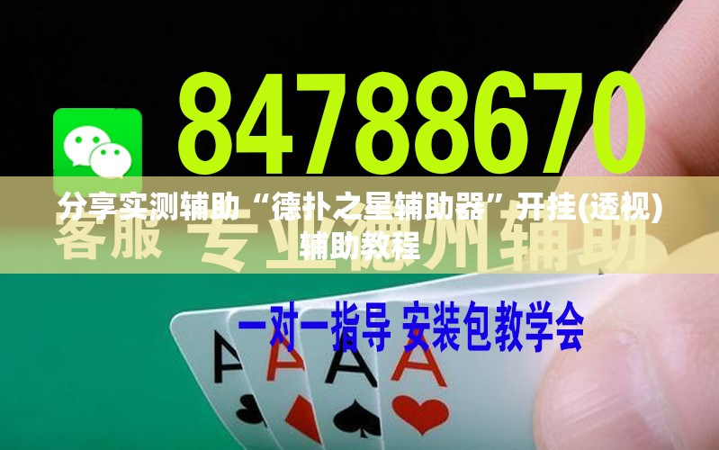 分享实测辅助“德扑之星辅助器”开挂(透视)辅助教程