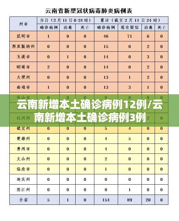 云南新增本土确诊病例12例/云南新增本土确诊病例3例