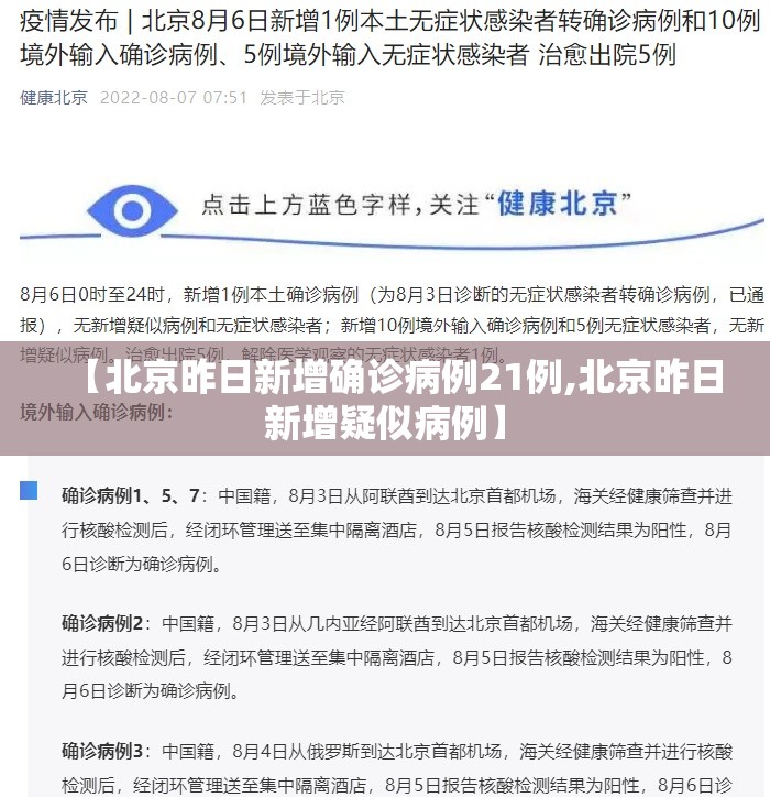 【北京昨日新增确诊病例21例,北京昨日新增疑似病例】 【北京昨日新增确诊病例21例,北京昨日新增疑似病例】