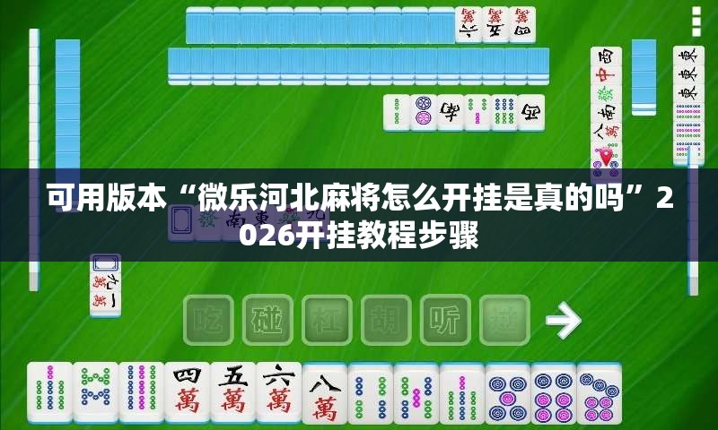 可用版本“微乐河北麻将怎么开挂是真的吗	”2026开挂教程步骤