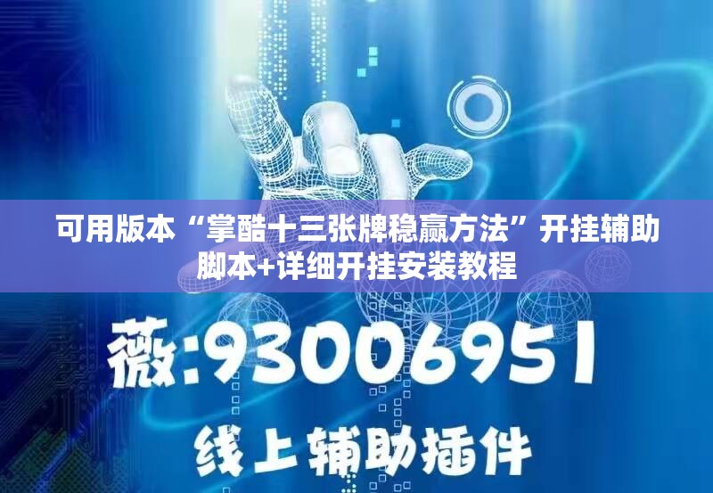 可用版本“掌酷十三张牌稳赢方法”开挂辅助脚本+详细开挂安装教程