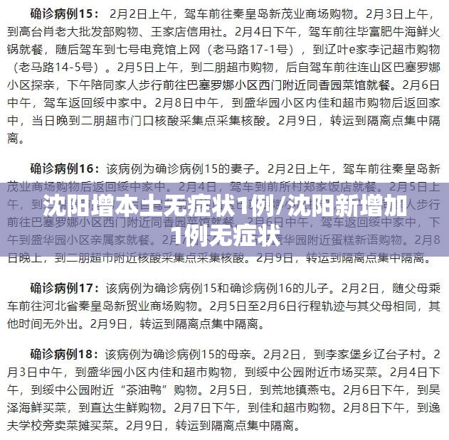沈阳增本土无症状1例/沈阳新增加1例无症状 沈阳增本土无症状1例/沈阳新增加1例无症状
