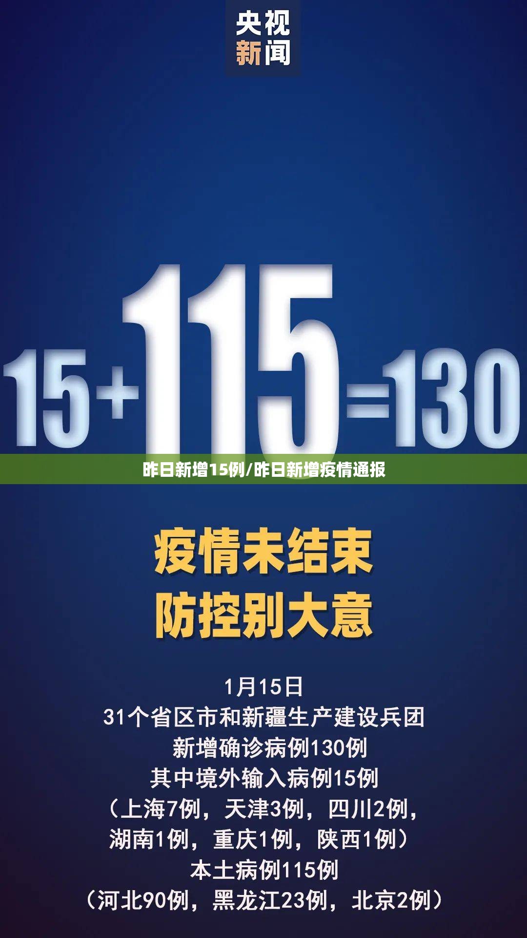 昨日新增15例/昨日新增疫情通报