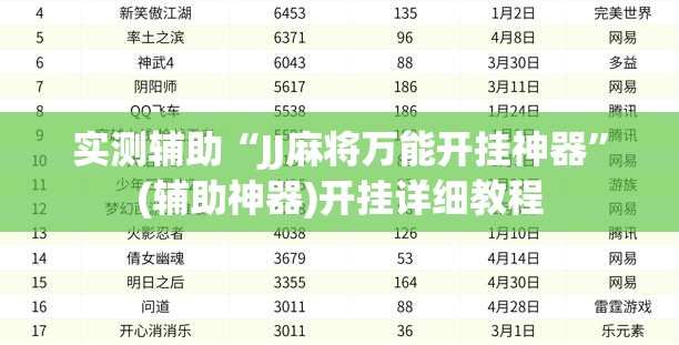 实测辅助“JJ麻将万能开挂神器”(辅助神器)开挂详细教程