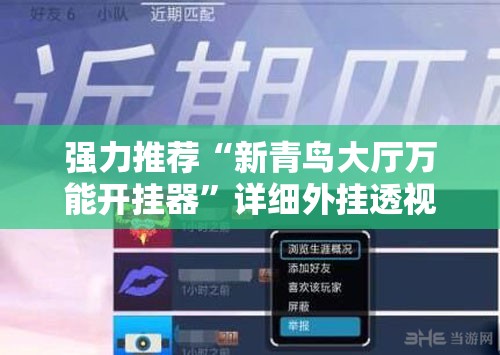 强力推荐“新青鸟大厅万能开挂器”详细外挂透视辅助软件教程