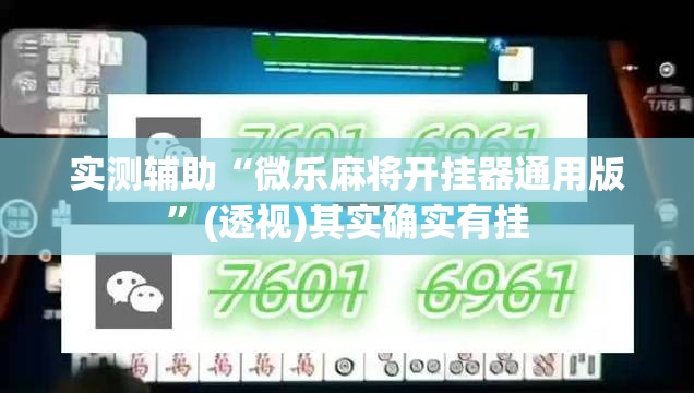 实测辅助“微乐麻将开挂器通用版	”(透视)其实确实有挂
