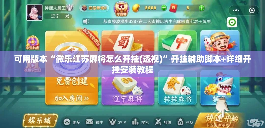 可用版本“微乐江苏麻将怎么开挂(透视)”开挂辅助脚本+详细开挂安装教程