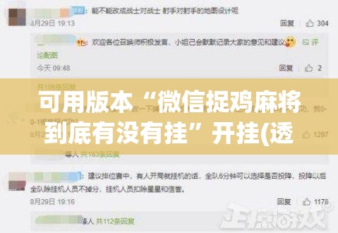 可用版本“微信捉鸡麻将到底有没有挂”开挂(透视)最新辅助详细