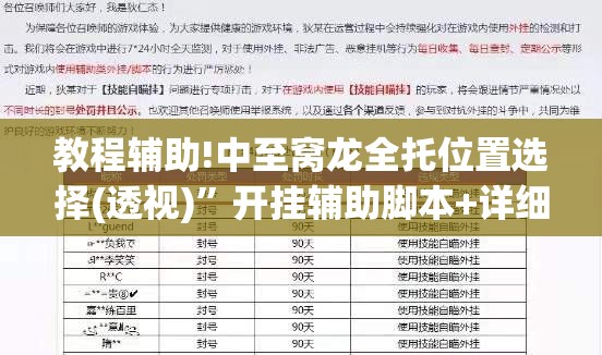 教程辅助!中至窝龙全托位置选择(透视)	”开挂辅助脚本+详细开挂安装教程