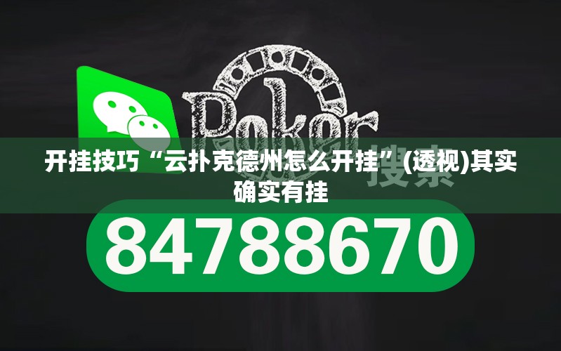 开挂技巧“云扑克德州怎么开挂”(透视)其实确实有挂