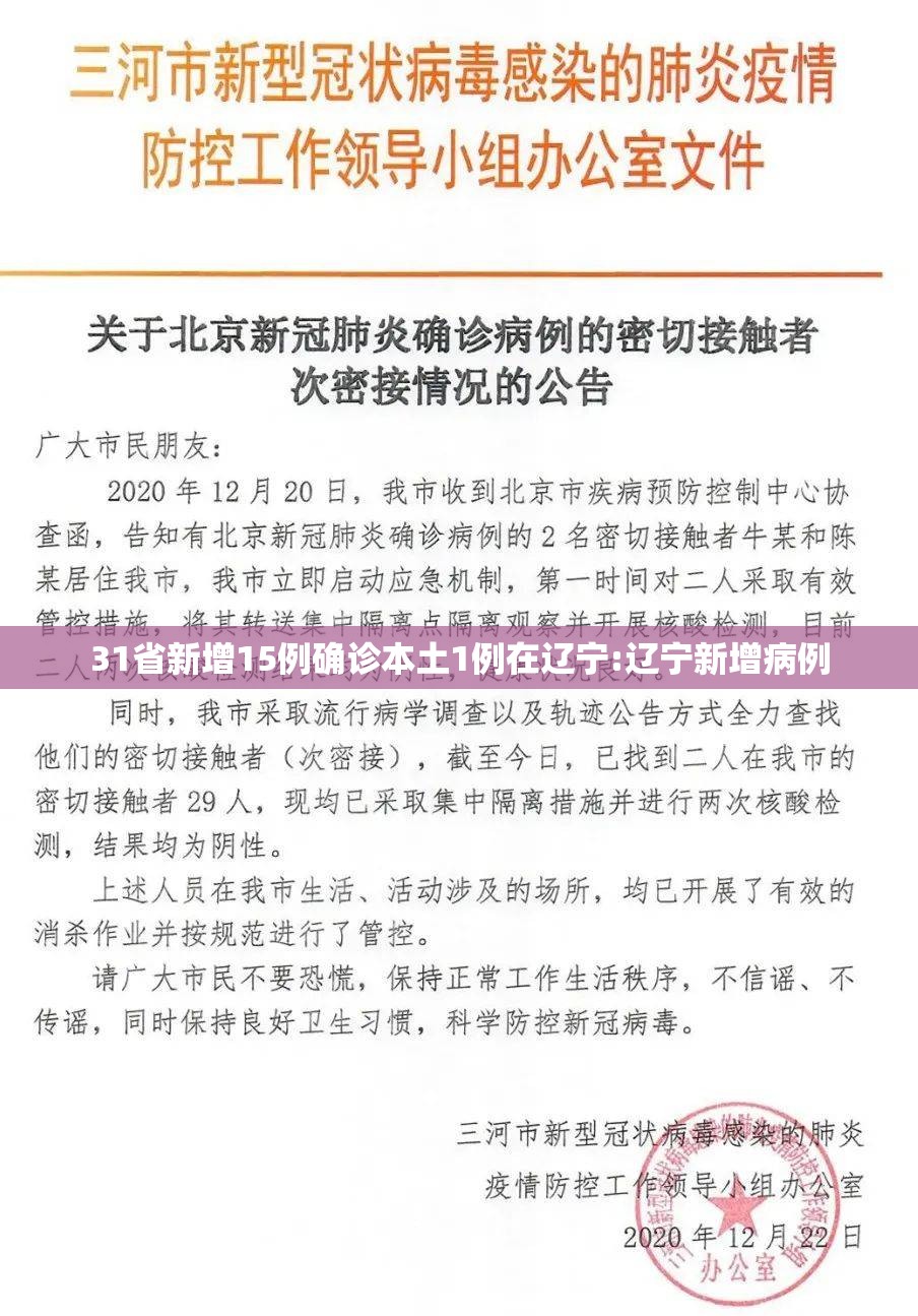 31省新增15例确诊本土1例在辽宁:辽宁新增病例