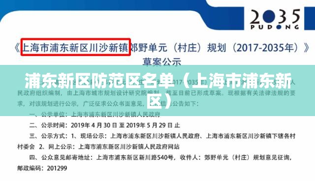 浦东新区防范区名单（上海市浦东新区）