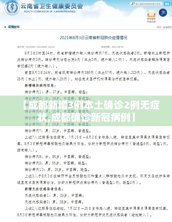 【成都新增3例本土确诊2例无症状,成都确诊新冠病例】 【成都新增3例本土确诊2例无症状,成都确诊新冠病例】