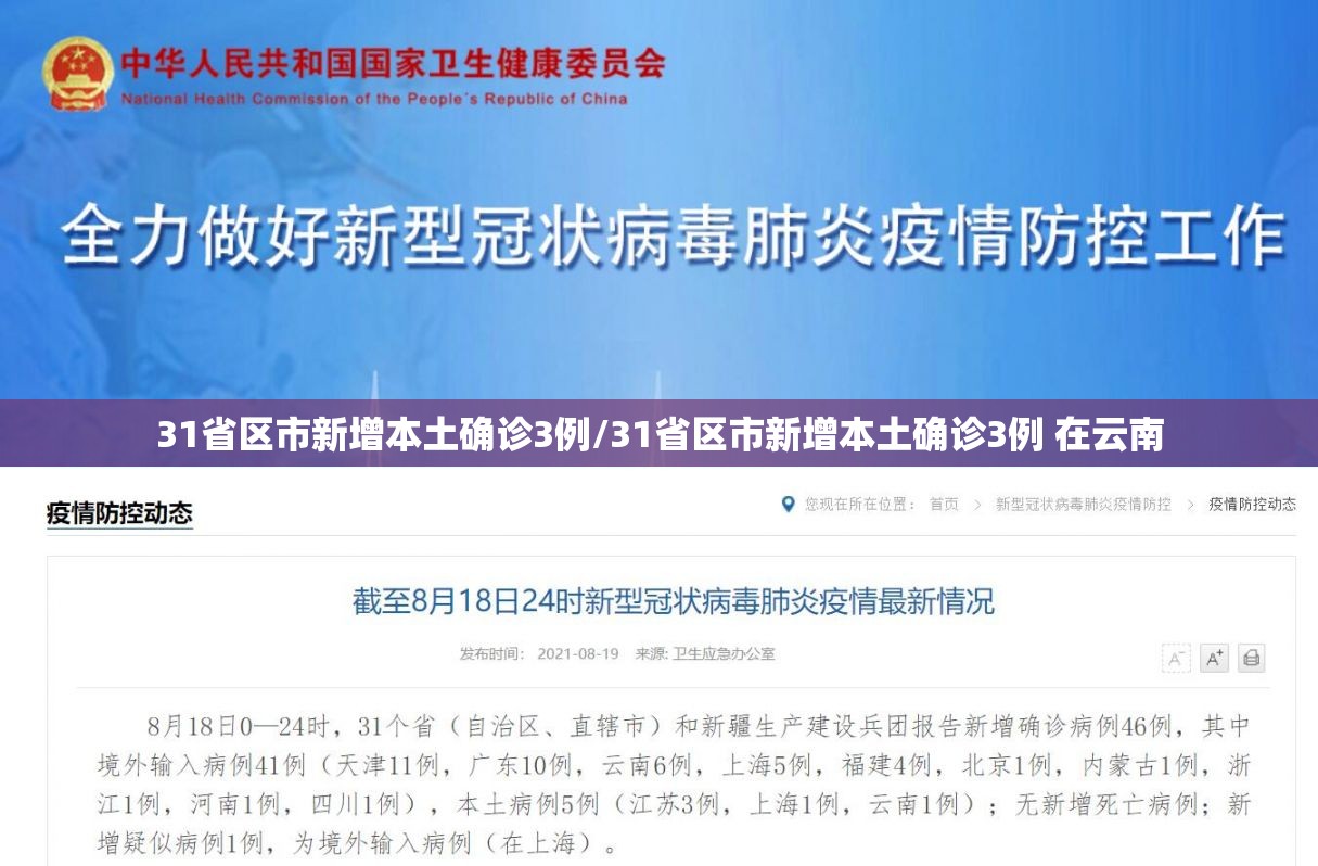 31省区市新增本土确诊3例/31省区市新增本土确诊3例 在云南 31省区市新增本土确诊3例/31省区市新增本土确诊3例 在云南