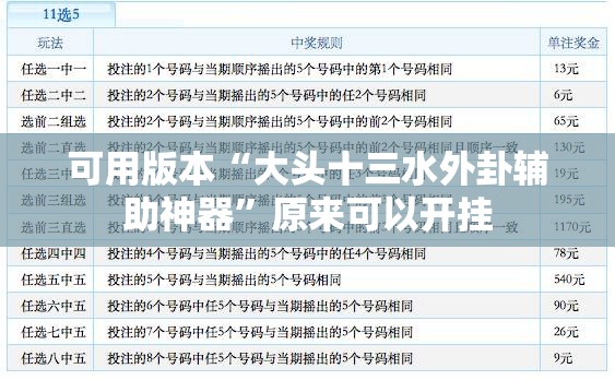 可用版本“大头十三水外卦辅助神器	”原来可以开挂