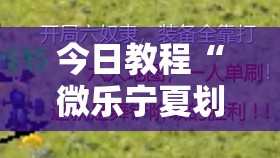 今日教程“微乐宁夏划水怎么开挂”其实确实有挂