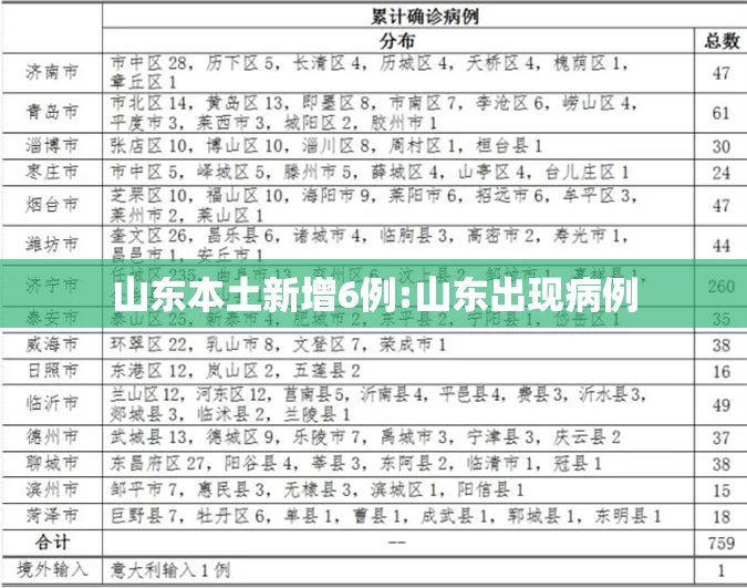 山东本土新增6例:山东出现病例