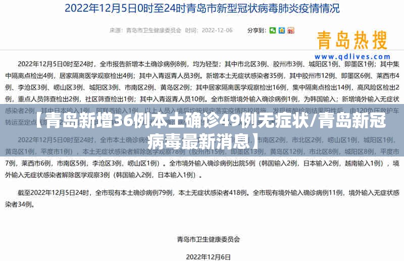 【青岛新增36例本土确诊49例无症状/青岛新冠病毒最新消息】 【青岛新增36例本土确诊49例无症状/青岛新冠病毒最新消息】