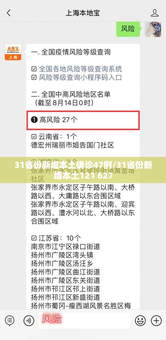 31省份新增本土确诊47例/31省份新增本土121 627 31省份新增本土确诊47例/31省份新增本土121 627