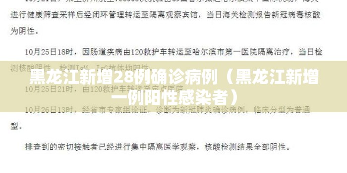 黑龙江新增28例确诊病例(黑龙江新增一例阳性感染者) 黑龙江新增28例确诊病例(黑龙江新增一例阳性感染者)