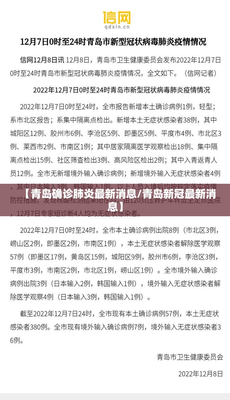 【青岛确诊肺炎最新消息/青岛新冠最新消息】