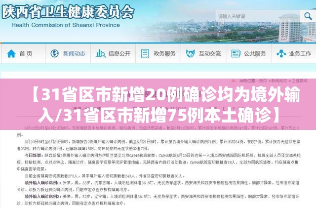 【31省区市新增20例确诊均为境外输入/31省区市新增75例本土确诊】 【31省区市新增20例确诊均为境外输入/31省区市新增75例本土确诊】