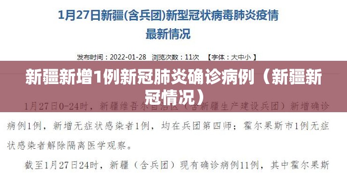 新疆新增1例新冠肺炎确诊病例(新疆新冠情况) 新疆新增1例新冠肺炎确诊病例(新疆新冠情况)