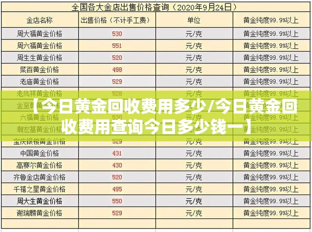 【今日黄金回收费用多少/今日黄金回收费用查询今日多少钱一】 【今日黄金回收费用多少/今日黄金回收费用查询今日多少钱一】