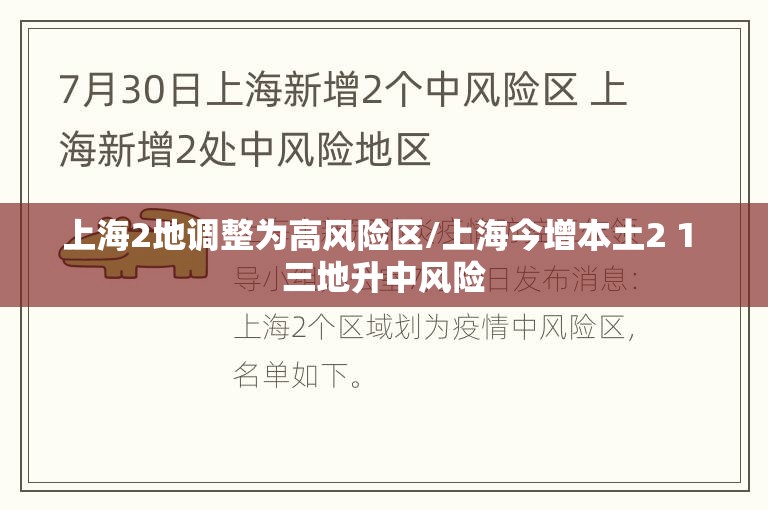 上海2地调整为高风险区/上海今增本土2 1 三地升中风险 上海2地调整为高风险区/上海今增本土2 1 三地升中风险