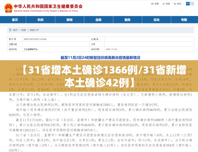 【31省增本土确诊1366例/31省新增本土确诊42例】