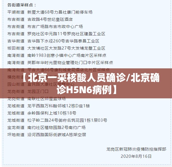 【北京一采核酸人员确诊/北京确诊H5N6病例】 【北京一采核酸人员确诊/北京确诊H5N6病例】