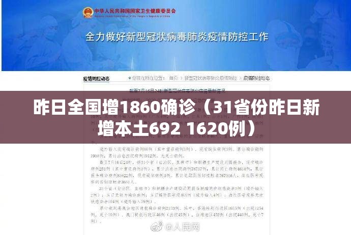 昨日全国增1860确诊(31省份昨日新增本土692 1620例) 昨日全国增1860确诊(31省份昨日新增本土692 1620例)