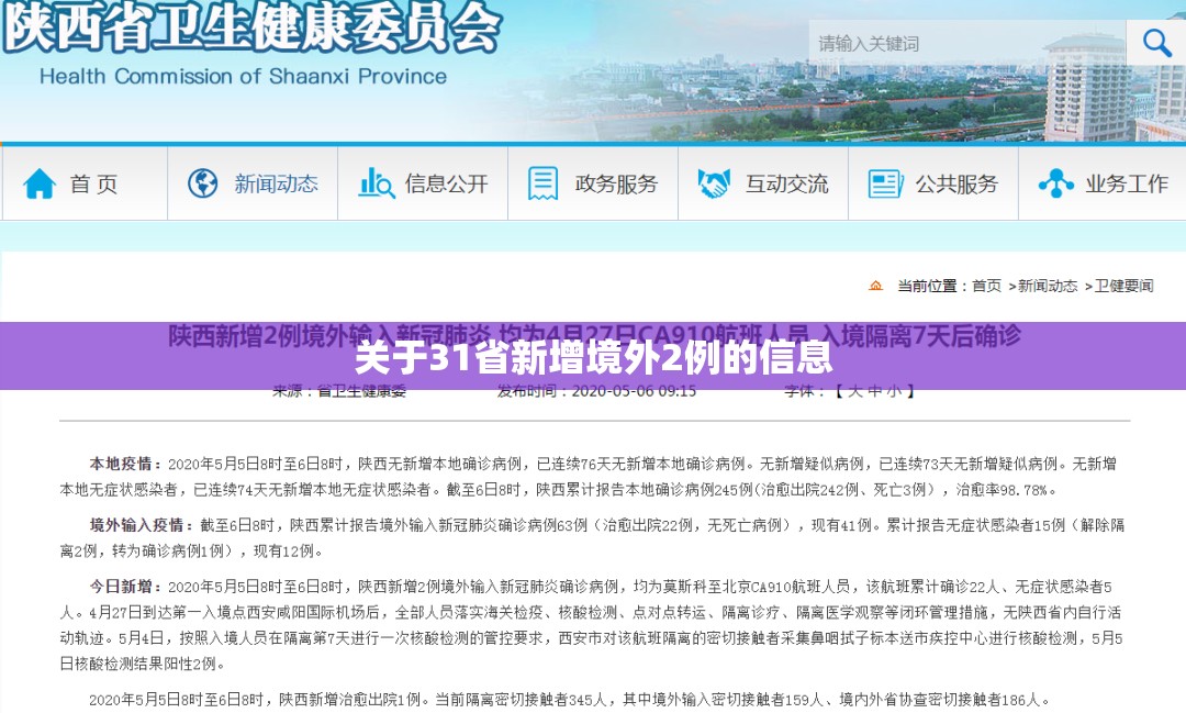 关于31省新增境外2例的信息 关于31省新增境外2例的信息