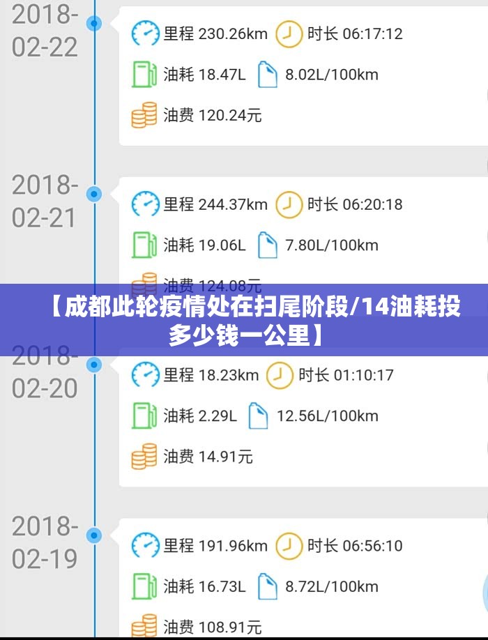 【成都此轮疫情处在扫尾阶段/14油耗投多少钱一公里】 【成都此轮疫情处在扫尾阶段/14油耗投多少钱一公里】