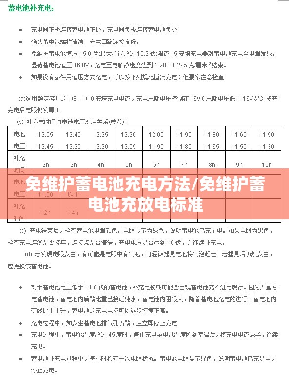 免维护蓄电池充电方法/免维护蓄电池充放电标准 免维护蓄电池充电方法/免维护蓄电池充放电标准