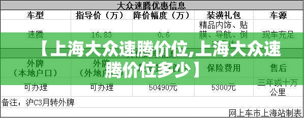 【上海大众速腾价位,上海大众速腾价位多少】