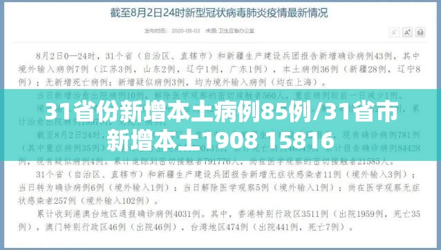 31省份新增本土病例85例/31省市新增本土1908 15816 31省份新增本土病例85例/31省市新增本土1908 15816