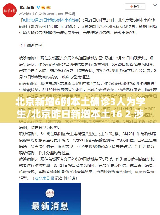 北京新增6例本土确诊3人为学生/北京昨日新增本土16 2 涉及3区