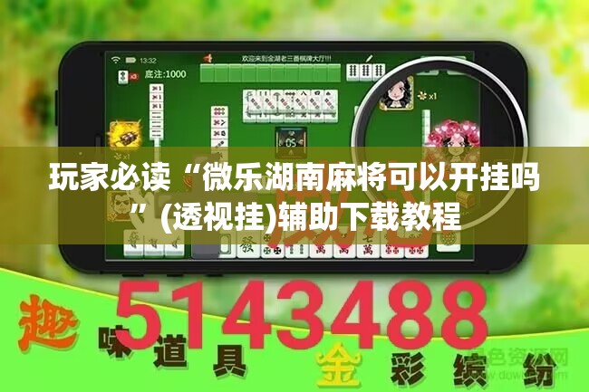 玩家必读“微乐湖南麻将可以开挂吗”(透视挂)辅助下载教程