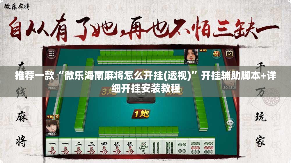 推荐一款“微乐海南麻将怎么开挂(透视)”开挂辅助脚本+详细开挂安装教程