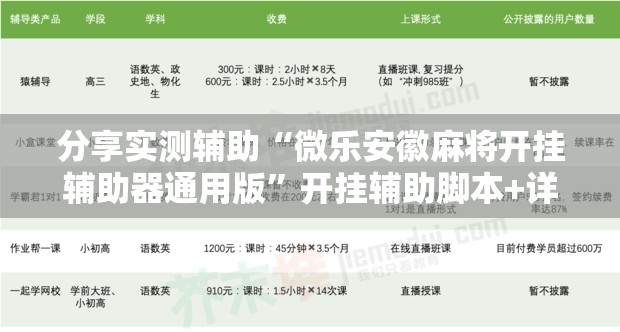 分享实测辅助“微乐安徽麻将开挂辅助器通用版	”开挂辅助脚本+详细开挂安装教程