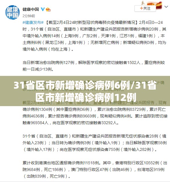 31省区市新增确诊病例6例/31省区市新增确诊病例12例 31省区市新增确诊病例6例/31省区市新增确诊病例12例