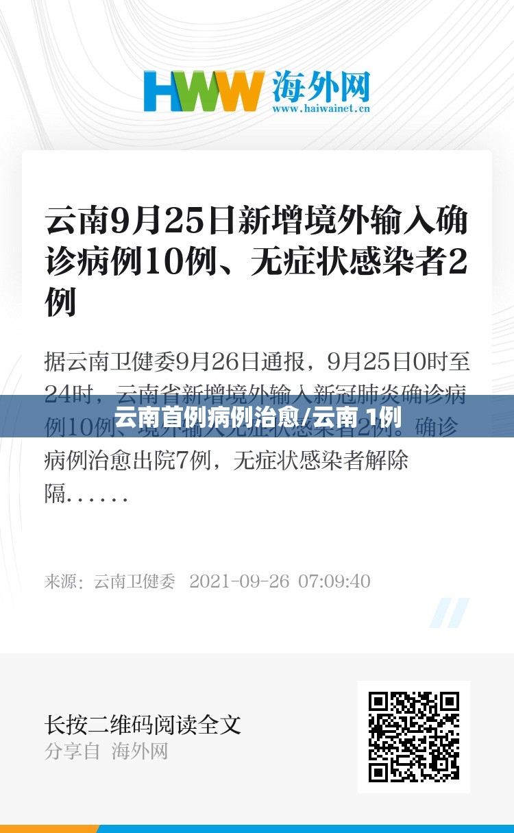 云南首例病例治愈/云南 1例 云南首例病例治愈/云南 1例