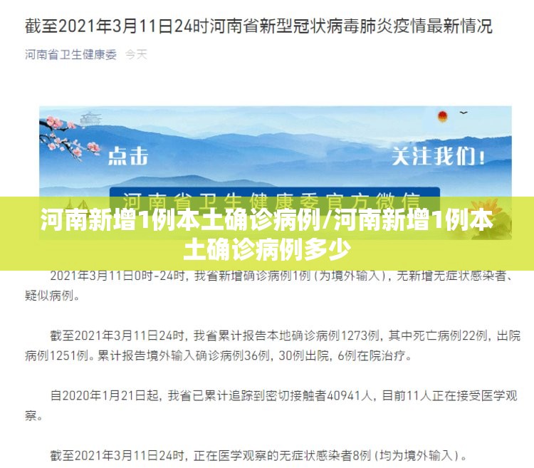 河南新增1例本土确诊病例/河南新增1例本土确诊病例多少