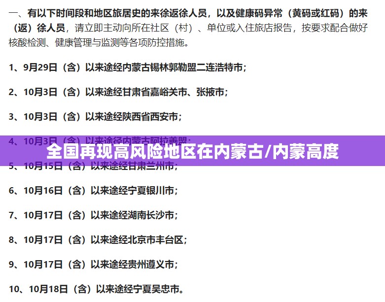 全国再现高风险地区在内蒙古/内蒙高度 全国再现高风险地区在内蒙古/内蒙高度