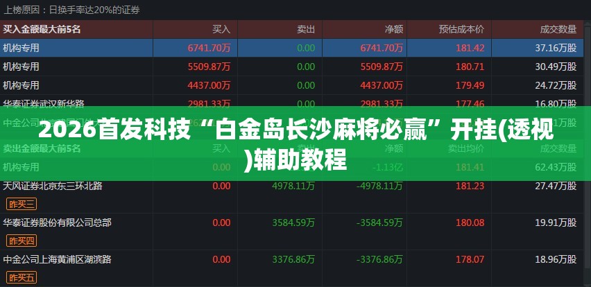 2026首发科技“白金岛长沙麻将必赢	”开挂(透视)辅助教程