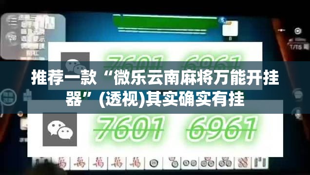 推荐一款“微乐云南麻将万能开挂器	”(透视)其实确实有挂