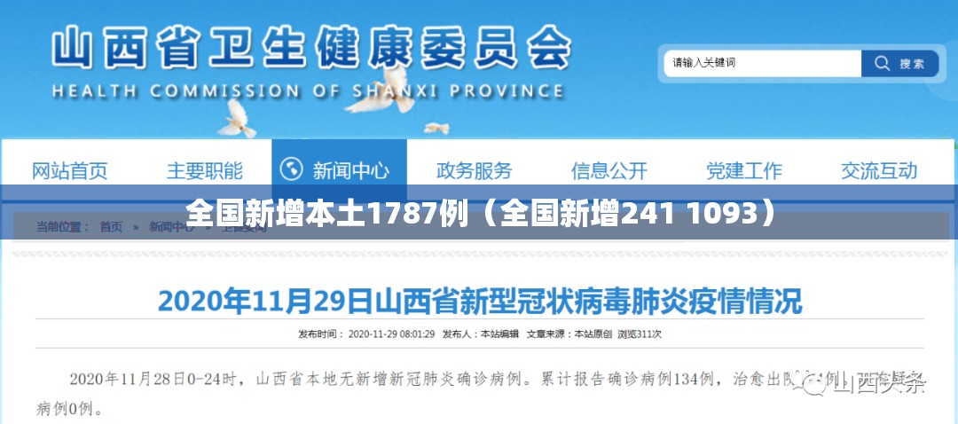 全国新增本土1787例（全国新增241 1093）